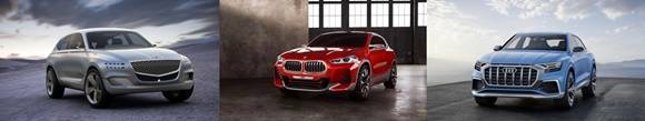 ▲ (좌로부터) 현대차 제네시스 GV80 콘셉트, BMW X2 콘셉트, 아우디 Q8 콘셉트. ⓒ연합뉴스