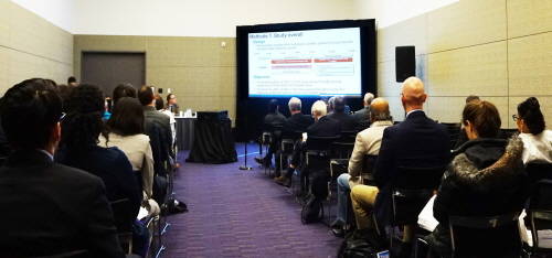 ▲ 한미약품은 미국 보스톤에서 열린 비뇨기과학회에서 전립선비대증, 발기부전 동시치료 복합제 ‘구구탐스’의 임상3상 결과를 발표했다. ⓒ한미약품