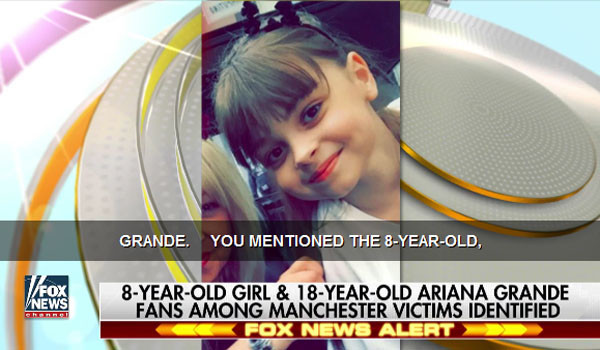 ▲ 맨체스터 테러로 숨진 희생자 가운데는 가족을 따라 콘서트에 갔던 8살 여자 어린이도 있었다고 한다. ⓒ美폭스뉴스 관련보도 화면캡쳐.