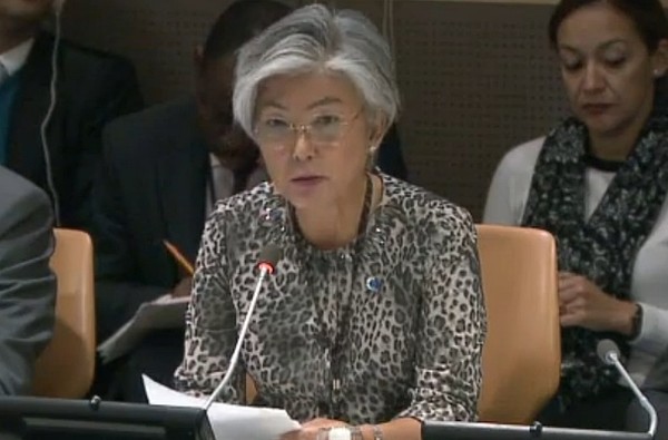 ▲ 강경화 외교부 장관 후보자가 “대북지원은 정치적 상황과 별개로 진행돼야 한다”고 25일 밝혔다. 사진은 강경화 후보자.ⓒ'유엔 웹 TV' 보도영상 화면 캡쳐