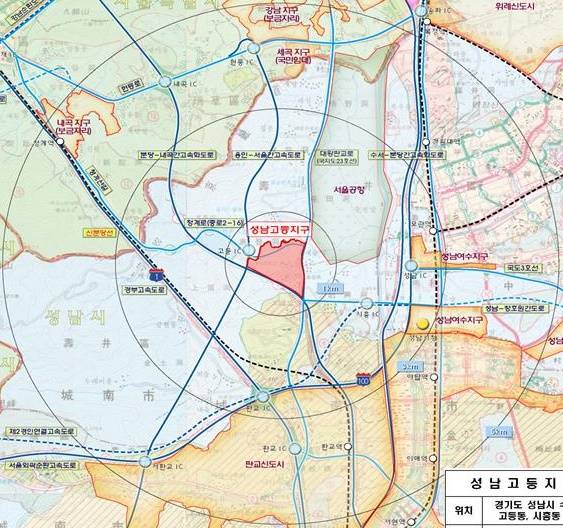 ▲ 성남고등지구 위치도. ⓒ한국토지주택공사
