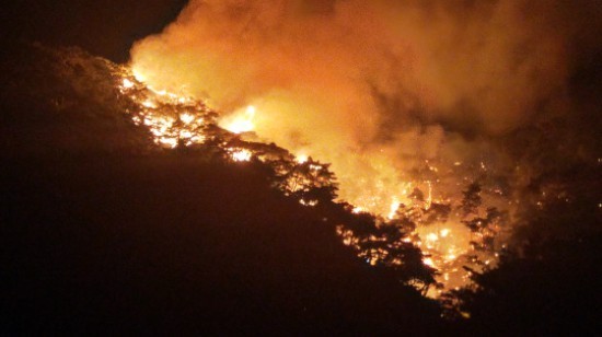 ▲ 지난달 26일 오후 5시께 충북 괴산군 성불산에서 발생한 산불이 13시간 만에 완전 진화됐다.ⓒ괴산소방서