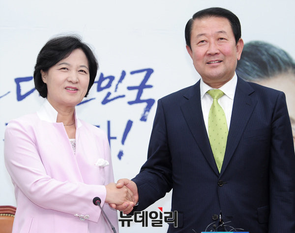 ▲ 추미애 민주당 대표와 박주선 국민의당 비대위원장. ⓒ공준표 기자