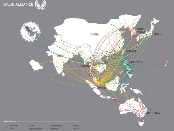 ▲ 제주항공 '밸류 얼라이언스' 노선도.ⓒ제주항공