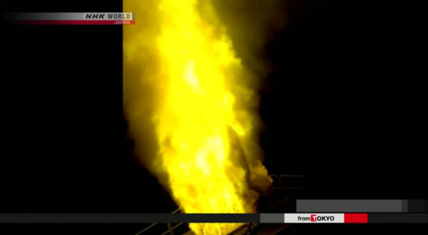 '이지스 어쇼어' 시스템에서 SM-3 미사일을 발사하는 모습. ⓒ日NHK 관련보도 화면캡쳐.