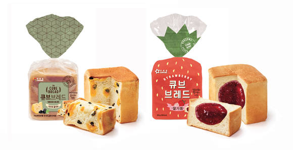 ▲ 아워홈의 미니 식빵 신제품 ‘큐브 브레드’ 2종. ⓒ아워홈