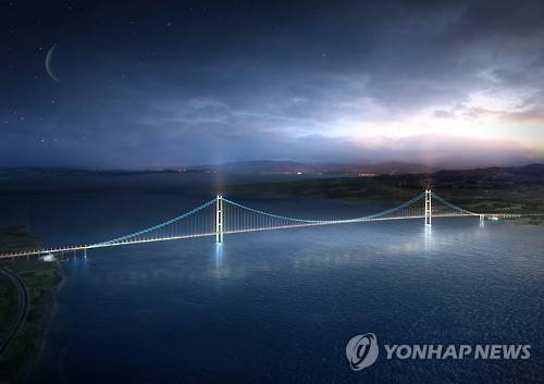 ▲ 지난 2월 대림산업과 함께 수주한 터키 '차나칼레 현수교' 예상 이미지. ⓒ연합뉴스