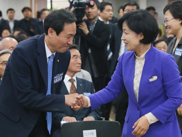 ▲ 민주당 우상호 의원과 추미애 대표. ⓒ뉴시스