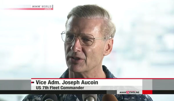 ▲ 18일 충돌사고 조사와 관련해 기자회견을 하는 조셉 오코인 美7함대 사령관. ⓒ日NHK 월드뉴스 관련보도 화면캡쳐.
