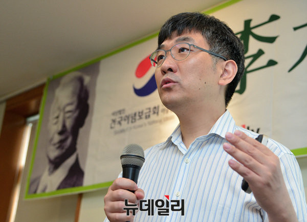 제76회 이승만 포럼 강연자 명지대 김두얼 교수 ⓒ뉴데일리 공준표 기자
