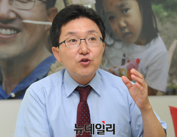 바른정당 김용태 의원. 그는 보수 정치인으로는 험지에 속하는 양천을 지역의 국회의원이다. 그는 바른정당에서 서울시장 후보로 꼽힌다. ⓒ뉴데일리 이종현 기자