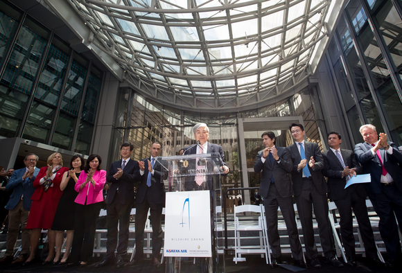 ▲ 조양호 한진그룹 회장이 개관식 환영 인사말을 하고 있는 모습.ⓒ한진그룹