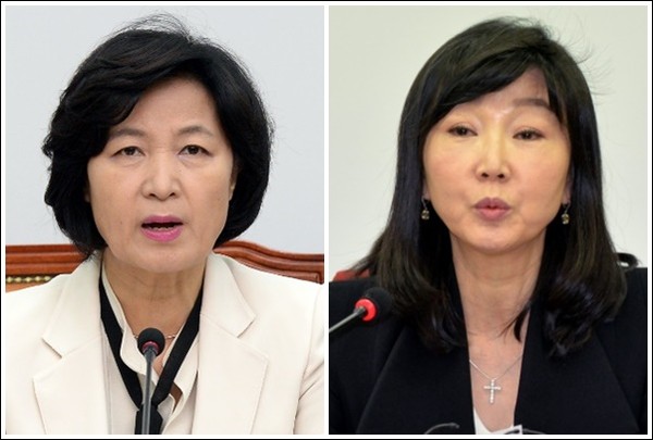 ▲ (왼쪽부터) 추미애 민주당 대표, 김성은 한국당 비대위원. ⓒ뉴시스
