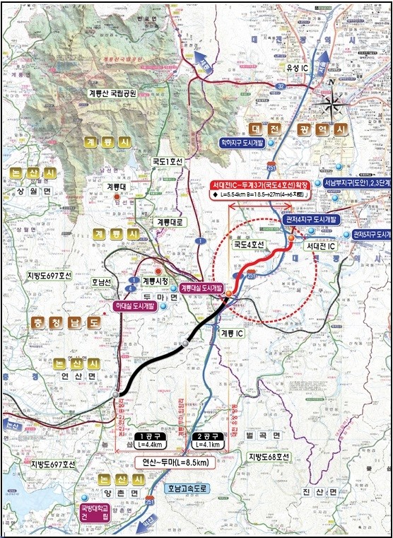 ▲ 서대전IC~두계3가 위치도.ⓒ대전시