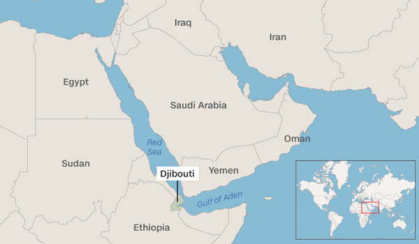 ▲ 중공군이 영구주둔기지를 건설한 지부티의 위치. ⓒ美CNN 관련보도 화면캡쳐.