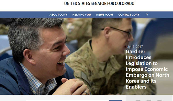 ▲ 코리 가드너 美상원 외교위 동아태 소위원장이 북한과 거래하는 기업, 개인도 美금융망에서 차단한다는 법안을 발의했다. 사실상 '세컨더리 보이콧'이다. ⓒ코리 가드너 美상원의원(공화, 콜로라도) 홈페이지 캡쳐.