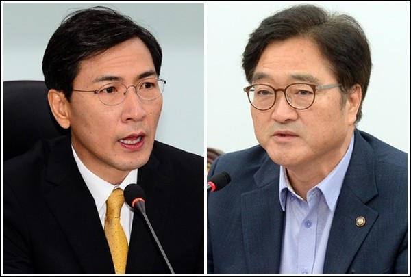 ▲ (왼쪽부터) 안희정 충남지사, 우원식 민주당 원내대표. ⓒ뉴시스