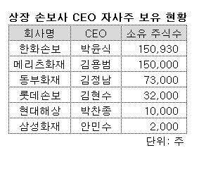 ▲ 자회사 보유주식이 있는 손보사 CEOⓒ전자공시시스템