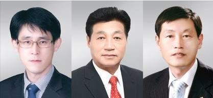 ▲ 왼쪽부터 자유한국당 김학철, 박봉순, 박한범 충북도의원.ⓒ충북도의회
