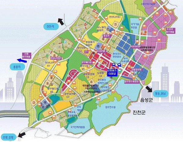 ▲ 충북혁신도시 대중교통 노선 조감도.ⓒ충북도