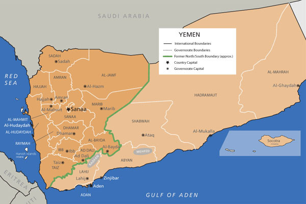 ▲ 1990년 통일 전 예멘 지도. ⓒ알터너티브 히스토리 닷컴 화면캡쳐.