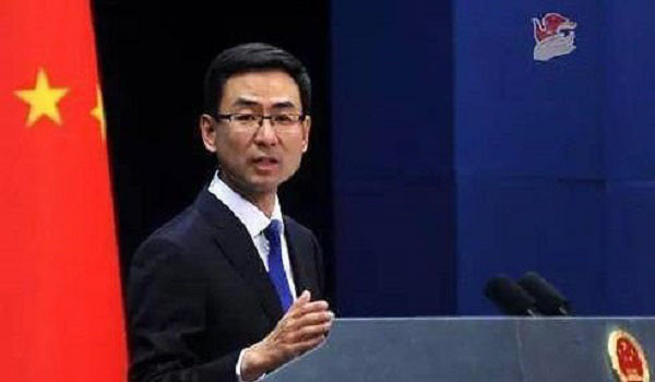 ▲ 겅솽 中외교부 대변인의 브리핑 모습. ⓒ中외교부 브리핑 화면캡쳐.