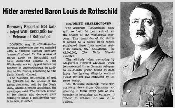 ▲ 1938년 3월 히틀러 정권이 오스트리아에 살던 루이 드 로스차일드 남작과 그 가족을 체포했다는 당시 언론보도. ⓒ유튜브 영상캡쳐.