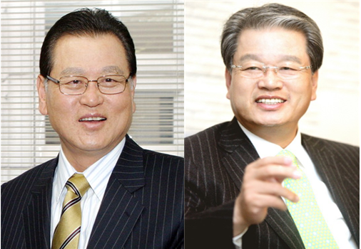 ▲ (왼쪽부터)권홍사 반도건설 회장, 권혁운 아이에스동서 회장. ⓒ반도건설·아이에스동서