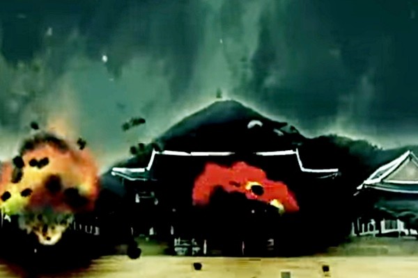 ▲ 사진은 2016년 4월 북한 선전매체 '조선의 오늘'이 홈페이지에 게재한 영상일부로 청와대와 정부종합청사를 비롯해 서울의 주요 정부기관을 장사정포로 공격하는 가상의 장면이 담겼다.ⓒ北선전매체 선전영상 화면캡쳐