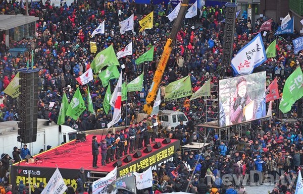 ▲ 민주노총 총파업결의대회. ⓒ뉴데일리 정상윤 기자