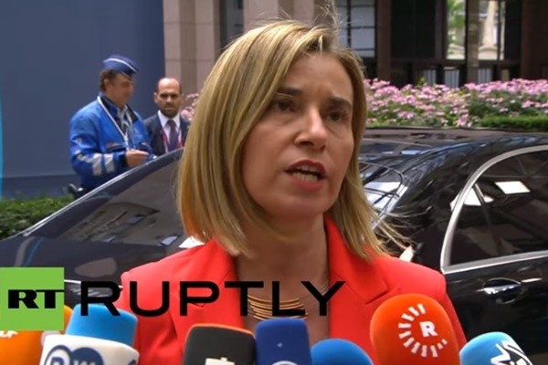 ▲ 유럽연합(EU)이 ‘북한의 추가 도발행위 자제’와 ‘평화적 수단에 의한 한반도 평화’를 촉구했다. 사진은 페데리카 모게리니 EU 외교·안보 고위대표.ⓒ러시아 'RT' 보도영상 화면캡쳐