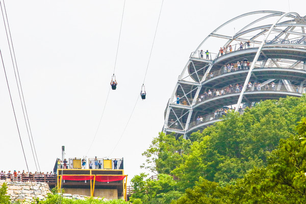 ▲ 만천하스카이워크와 수양개 빛 터널 관광객 모습.ⓒ단양군