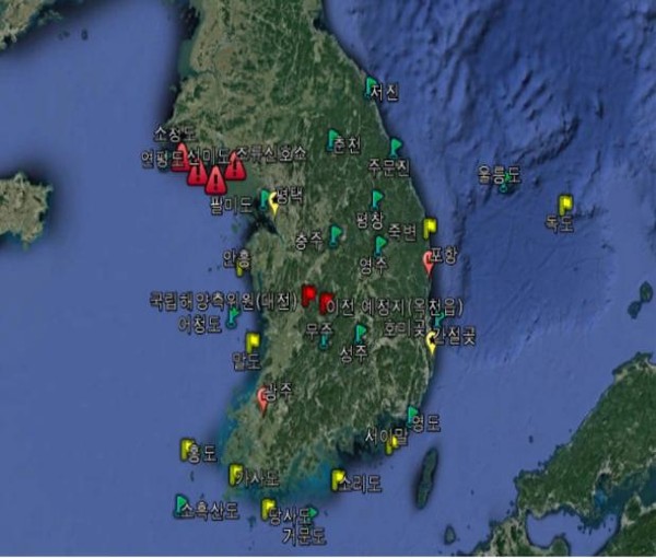▲ 국립해양측위정보원의 관리시설 42개소 위치도.ⓒ박덕흠 의원 사무실