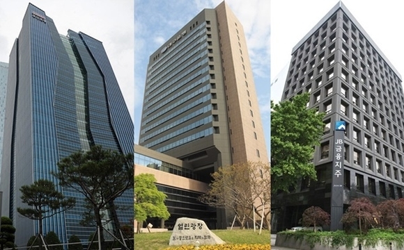 ▲ 왼쪽부터 BNK금융지주, DGB금융지주, JB금융지주 전경. ⓒ각 사