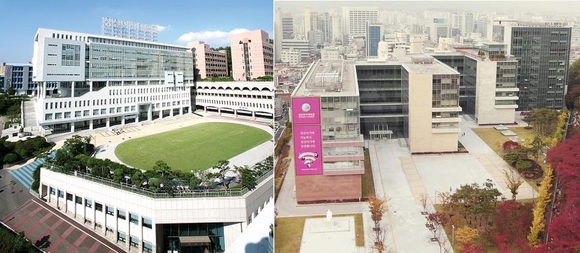 ▲ 서울 성신여자대학교 수정캠퍼스(왼쪽)·운정그린캠퍼스 전경. ⓒ성신여대