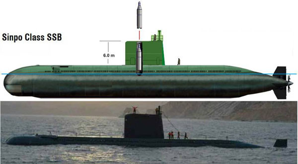 북한이 '북극성-1형'의 발사 플랫폼으로 활용하는 '신포'급 잠수함. ⓒ덴마크 블로거 '노르베르트 블뤼게' 사이트 캡쳐.