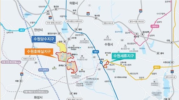 ▲ 수원 호매실지구 및 세류지구 위치도. ⓒ한국토지주택공사