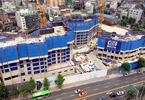 ▲ 서울 용산구 소재 '효창파크 KCC 스위첸' 현장. ⓒKCC건설