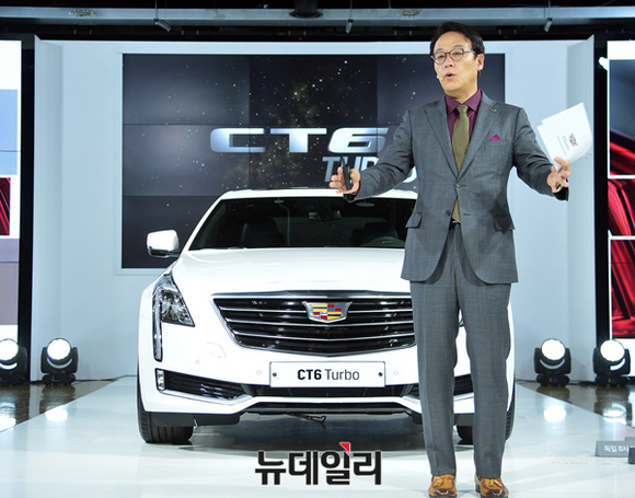 ▲ 김영식 캐딜락 사장이 CT6 터보 출시 행사에 참석해 환영사를 하고 있다.ⓒ뉴데일리 공준표 기자
