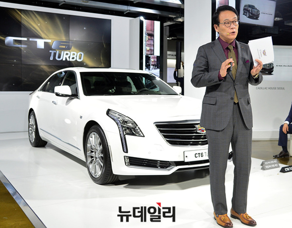 ▲ 김영식 캐딜락 사장이 CT6 터보 출시 행사에 참석해 환영사를 하고 있다.ⓒ뉴데일리 공준표 기자