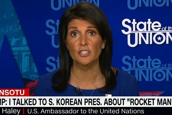 ▲ 니키 헤일리 유엔주재 美대사가 북한 문제에 대한 미국의 외교적 수단이 소진되면 군사 행동에 나설 수 있음을 시사해 눈길을 끈다. 사진은 관련 美'CNN' 보도 일부.ⓒ美'CNN' 보도영상 화면캡쳐