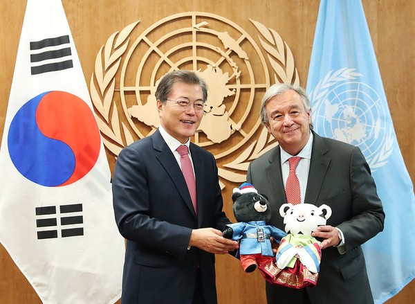 ▲ 오는 21일 유엔 총회 기조연설을 앞둔 문재인 대통령의 고심이 깊어지는 모양새다. 사진은 지난 19일 안토니오 구테헤스 유엔 사무총장을 면담할 당시 모습. ⓒ청와대 제공