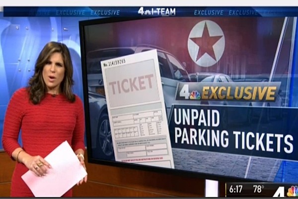 ▲ 미국 뉴욕에 주재하는 북한 외교관들이 주차위반 과태료 15만 6,000달러(한화 약 1억 7,700만 원)를 내지 않은 것으로 알려졌다. 사진은 관련 美'NBC4' 보도 일부.ⓒ美'NBC4' 보도영상 화면캡쳐