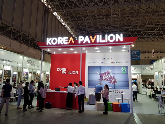 ▲ 한국콘텐츠진흥원이 도쿄게임쇼2017에 마련한 한국공동관 모습 ⓒ 브릴라
