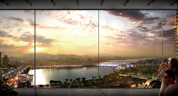 ▲ '반포주공1단지 West bridge' 전망 뷰. ⓒ현대건설