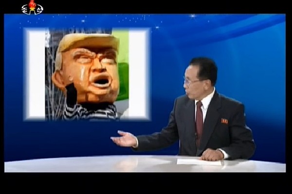 ▲ 도널드 트럼프 美대통령이 북한에 억류됐다 ‘코마 송환’된 후 사망한 미국인 대학생 오토 웜비어의 고문 가능성을 언급한 것을 두고 北당국은 “유치한 모략 날조품”이라고 비난했다. 사진은 北'조선중앙TV'의 '세계의 재앙거리 트럼프는 인류의 수치'라는 제목의 대미 비난영상 일부.ⓒ北선전매체 보도영상 화면캡쳐