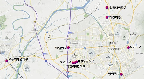 ▲ 충북 청주시 도시개발지구 위치도.ⓒ청주시