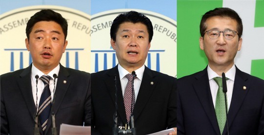 ▲ 강훈식 더불어민주당 원내대변인, 정용기 자유한국당 원내대변인, 최명길 국민의당 원내대변인. ⓒ연합뉴스