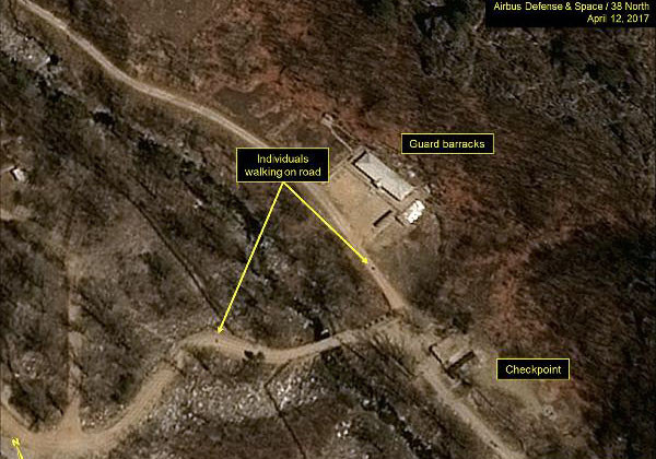 ▲ 2017년 4월 美상업위성이 촬영한 北함경북도 길주군 풍계리 일대. 한국은 이런 광학위성을 갖고 있지 않다. ⓒ美'38노스' 공개사진 캡쳐.