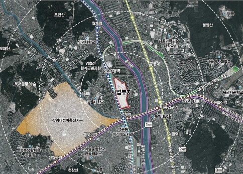 ▲ 광운대역세권 개발사업 사업부지 위치도. ⓒ현대산업개발